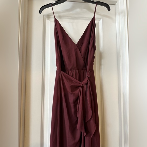 WAYF Maroon Bridesmaid Maxi Wrap V-Neck‎ Dress Size Small Burgundy - Picture 5 of 14